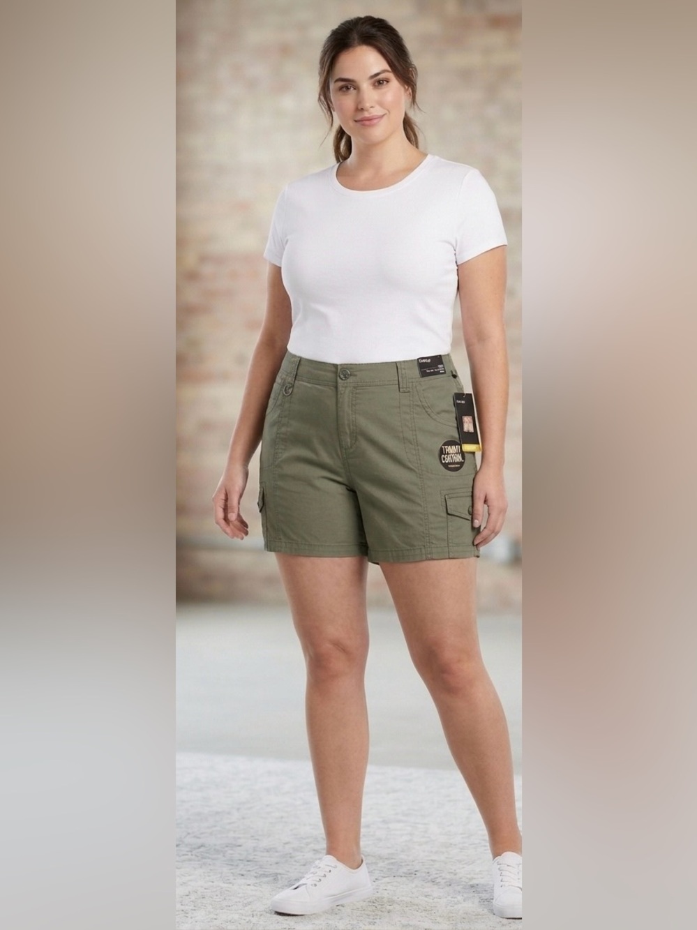 Olive Utility Cargo Shorts with Side Pockets